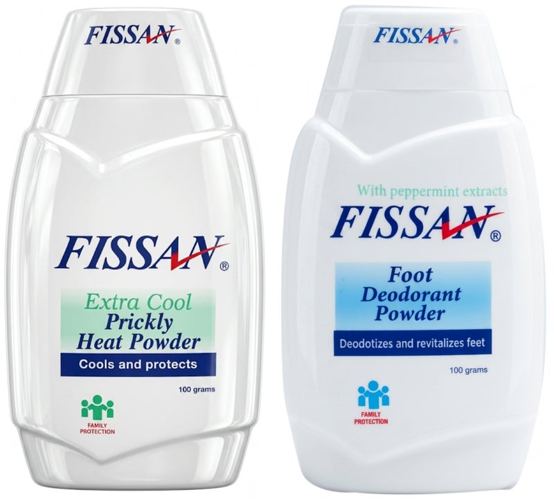 Fissan Extra Cool Prickly Heat Powder & Fissan Foot Deodorant Powder - Set of 2 (100g Each)