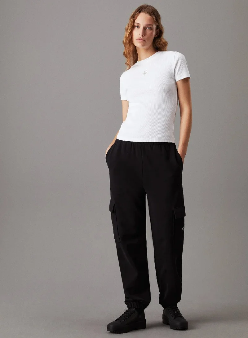 Calvin Klein Jeans Ck Black Soft Terry Cargo Joggers for Women | Best Price UAE