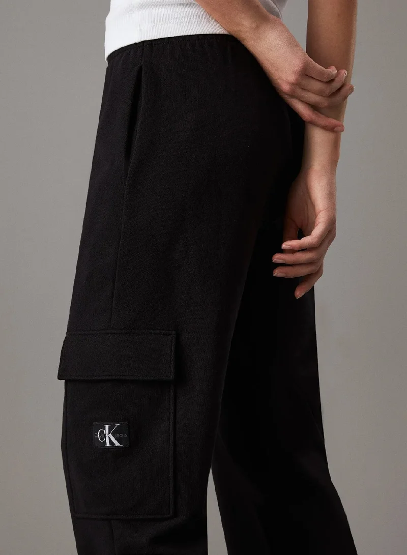 Calvin Klein Jeans Ck Black Soft Terry Cargo Joggers for Women | Best Price UAE