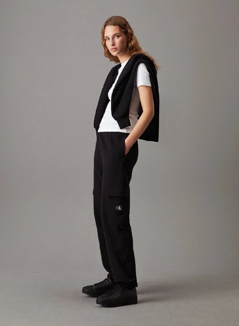 Calvin Klein Jeans Ck Black Soft Terry Cargo Joggers for Women | Best Price UAE