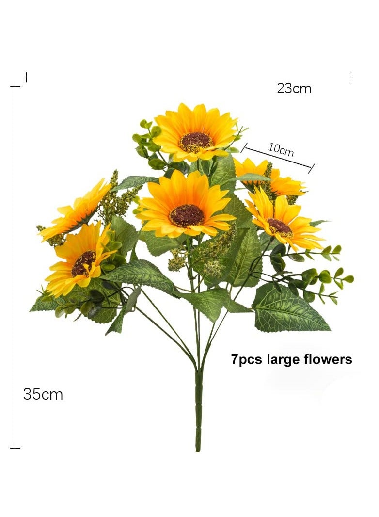 KASTWAVE Artificial Sunflowers with Stems,2 Bunches Realistic Silk Flower Bouquet for Wedding Party Bouquet Arrangement Table Centerpieces Home Garden DIY Decoration, Floral Arrangement - Image 3