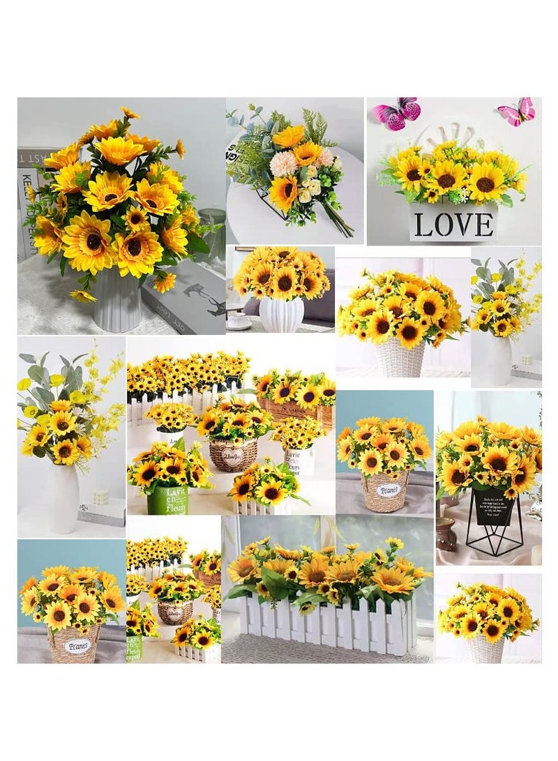 KASTWAVE Artificial Sunflowers with Stems,2 Bunches Realistic Silk Flower Bouquet for Wedding Party Bouquet Arrangement Table Centerpieces Home Garden DIY Decoration, Floral Arrangement - Image 4