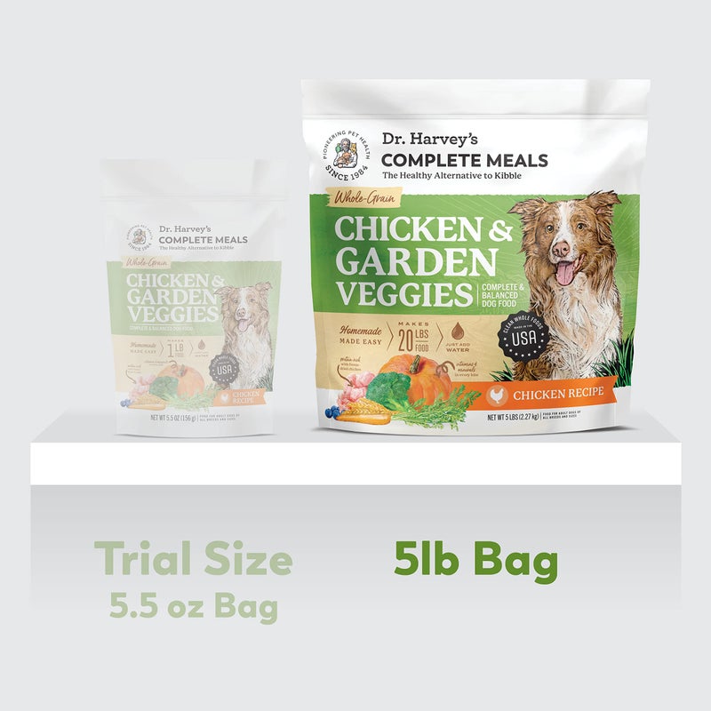 Dr. Harvey's Chicken & Garden Veggies Dog Food, Human Grade Whole-Grain Dehydrated Dog Food with Freeze-Dried Chicken (5 Pounds) - Image 2