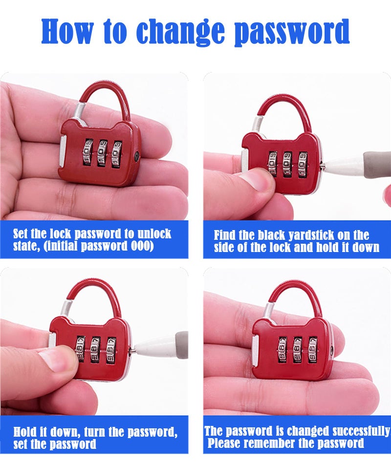 NUDFSY 6 Pcs Number Lock, Number Locks for Door, Easy to Carry 3 Digit Number TSA Locks for Luggage Backpack Lock Drawer Locker - Image 3