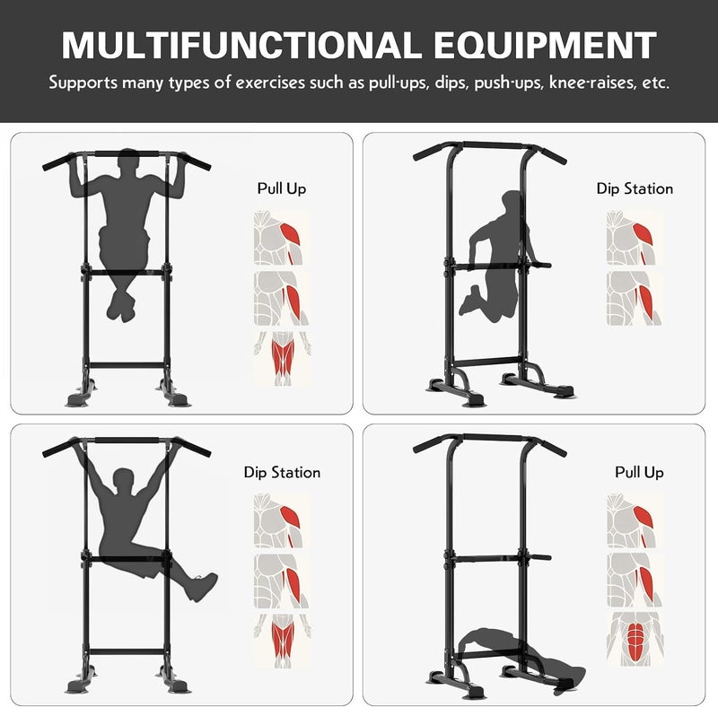 DOFEN Power Tower, Adjustable Multi-Function Pull Up Bar Power Tower Dip Station Home Gym Strength Training Fitness Equipment 330 LBS, Simple Installation, Durable Home Fitness Equipment - Image 2