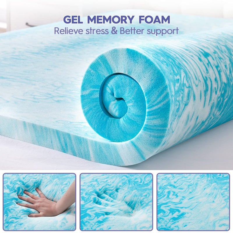 ABENE Twin Size Dual Layer 3 Inch Memory Foam Mattress Topper, 2 Inch Gel Memory Foam Plus 1 Inch Down Alternative Pillowtop Mattress Pad Cover, Thick Soft Bed Topper Support for Back Pain - Image 3