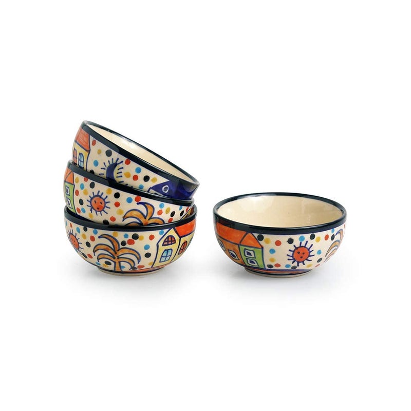 Caffeine Ceramic Handmade Family Hut Katori Bowl (Set of 4) - Image 1
