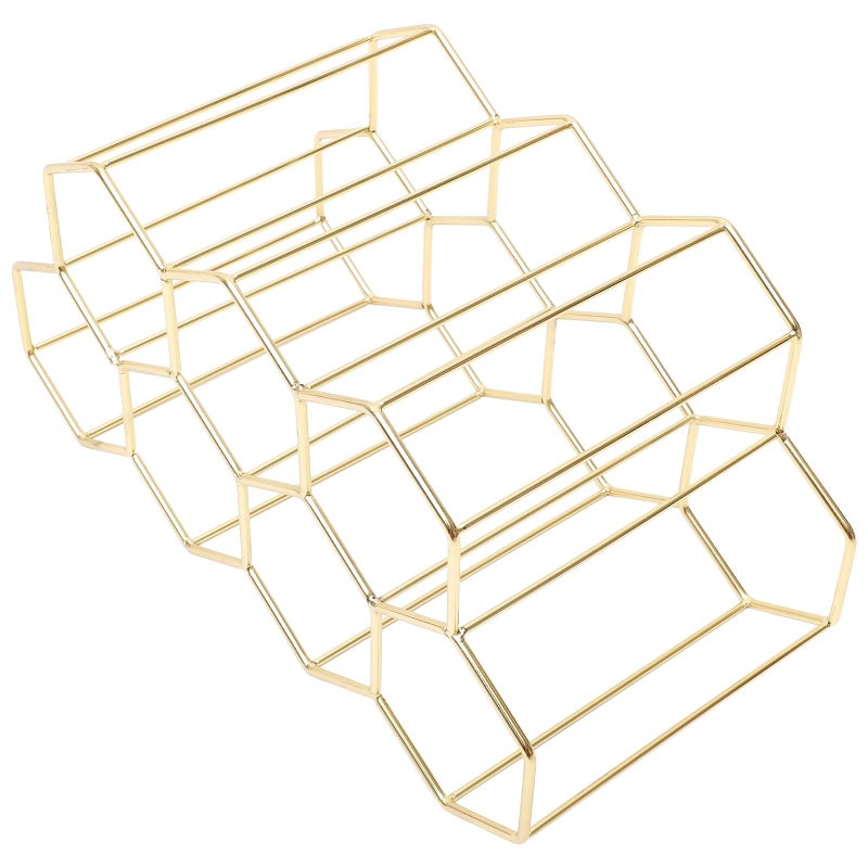 Metal Wine Bottle Stand 7 Hole Countertop Rack Hollow Design for Home Bar Dining Room Decor - Image 2