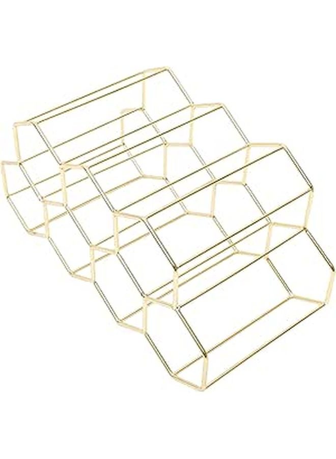 Metal Wine Bottle Stand 7 Hole Countertop Rack Hollow Design for Home Bar Dining Room Decor - Image 1