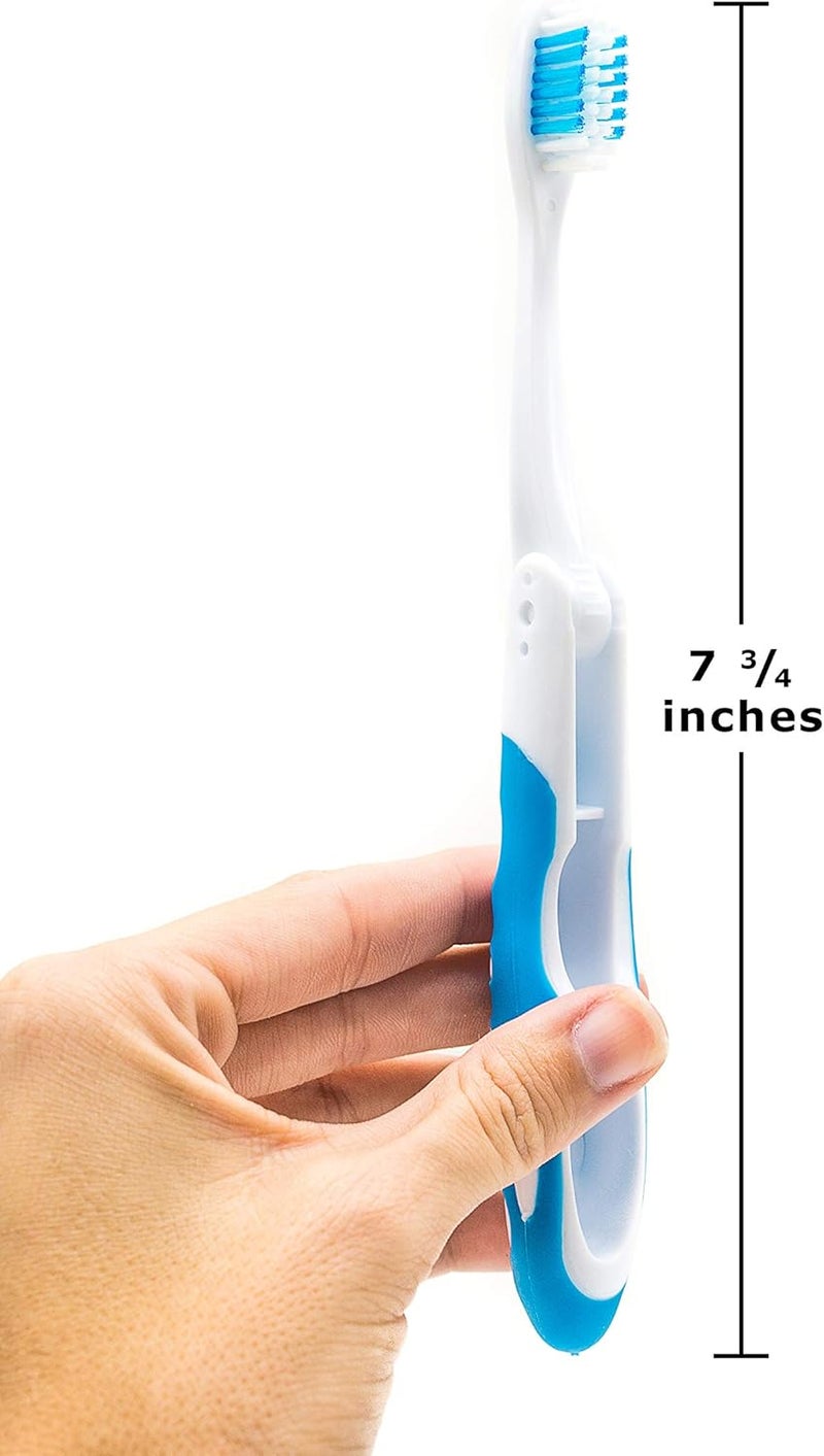 Lingito Travel Toothbrush, On The Go Folding Feature, Medium Bristle Brushes (3 Pack Medium-Multicolor) - Image 5