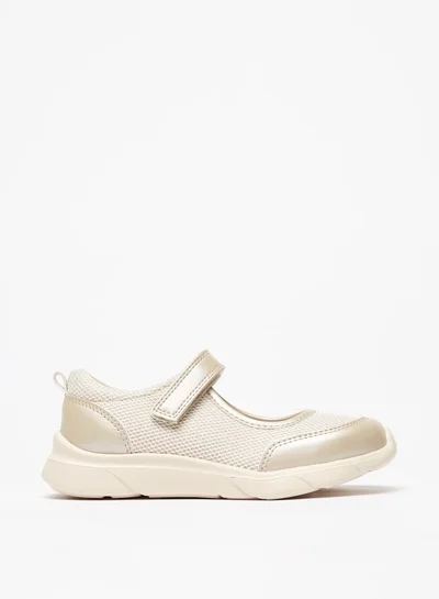جونيورز Girls Textured Mary Jane Shoes with Hook and Loop Closure