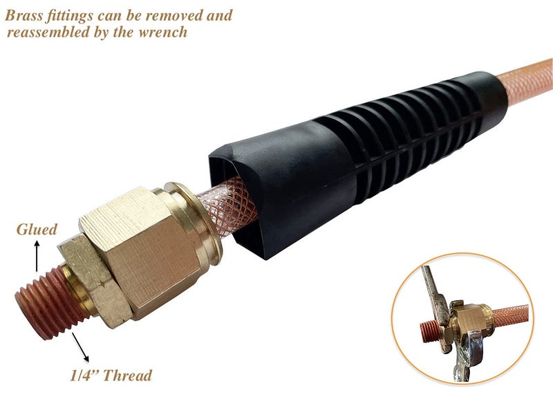 SANFU Polyurethane(PU) Reinforced 3/8”ID x 100ft Air Hose, 300PSI Wear Resistant With 3/8” Reassembled Industrial Quick Coupler and Plug, Bend Restrictor, Brown(100’) - Image 4