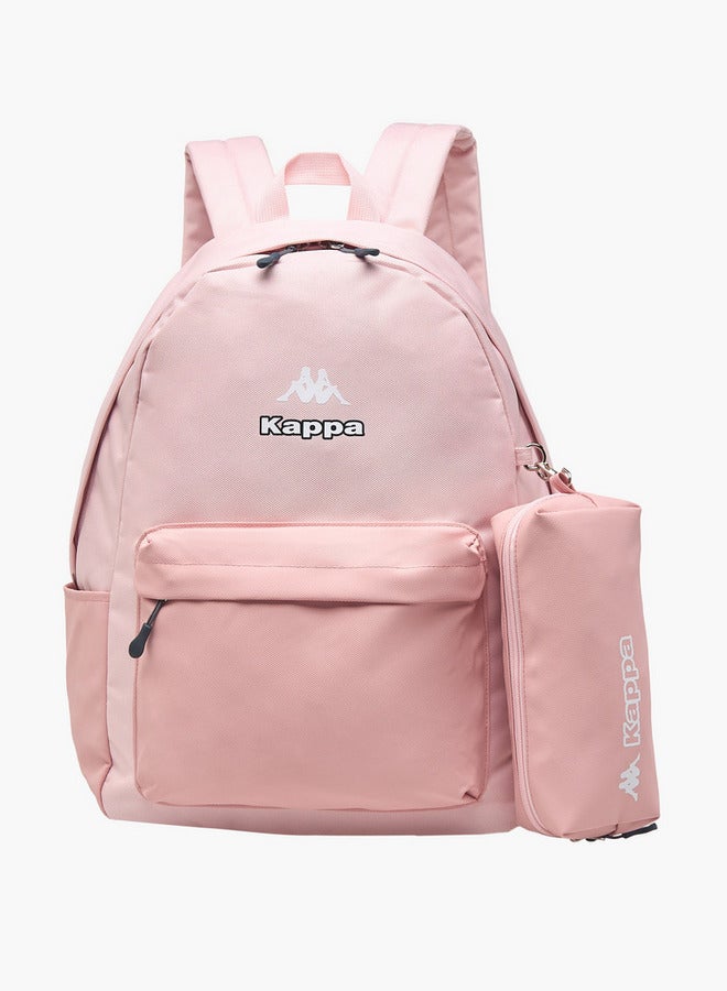 Girls Logo Print School Backpack with Pencil Pouch - 46x38x15 cm