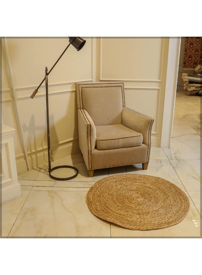 LINGWEI Round Jute Rug Carpet 80x80cm Area Rug Carpet - Image 5