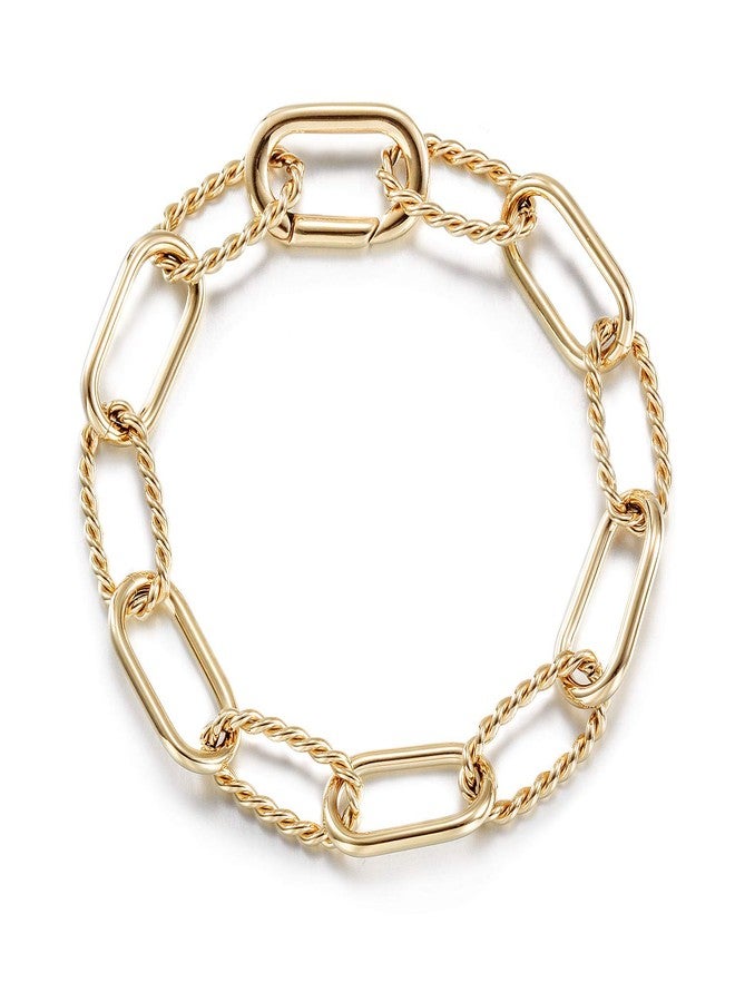 CIUNOFOR 14k Gold Filled Cable Wire Bracelet for Women, 7.8 inches Classic Twist Rope Threader Interlocking bracelet Inspired Antique Textured link chain for wowen - Image 1