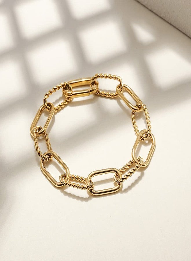 CIUNOFOR 14k Gold Filled Cable Wire Bracelet for Women, 7.8 inches Classic Twist Rope Threader Interlocking bracelet Inspired Antique Textured link chain for wowen - Image 2