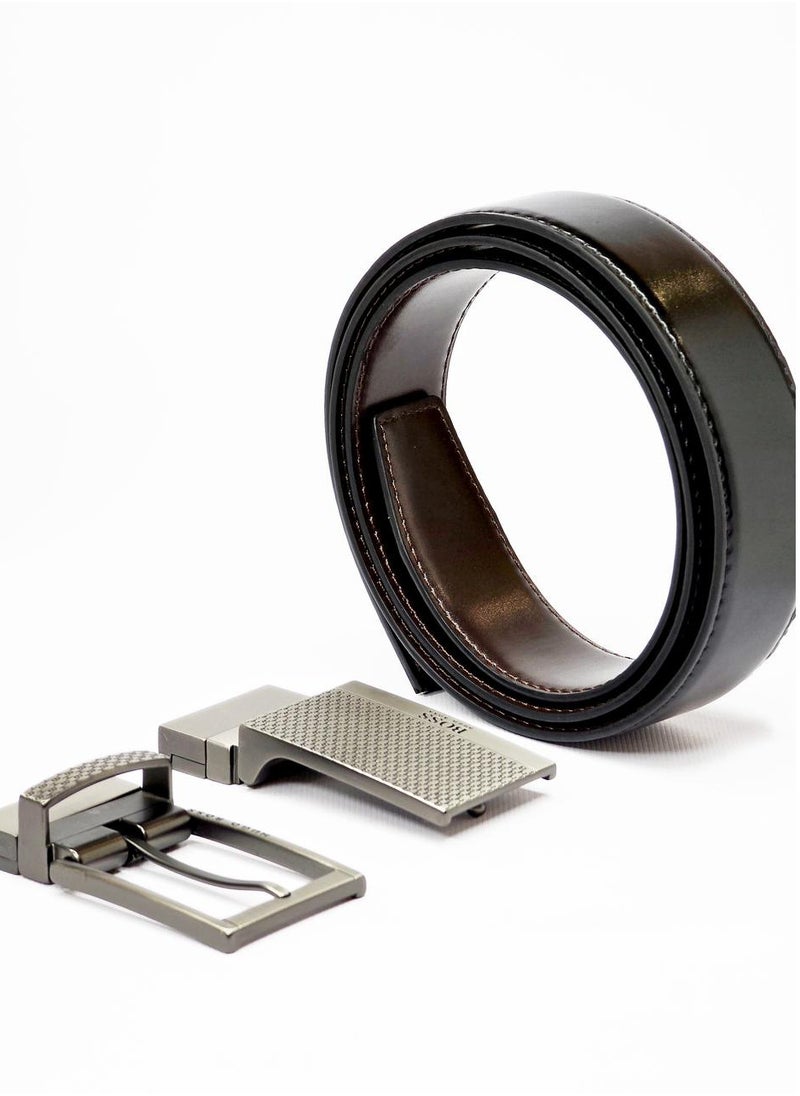 HUGO BOSS Hugo Boss Men's Leather Belt Set with Reversible Strap and Two Buckles  - Image 1