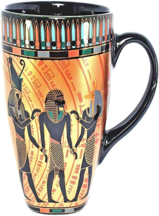 immatgar pharaonic mug ancient Egyptian souvenirs gifts for women and men from Egypt (Anubis - Black - Golden - 300 MM)