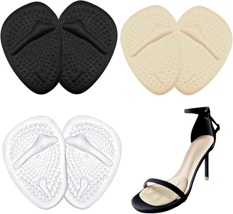 Metatarsal Pads, Ball of Foot Cushions, 3 Pairs Gel Pads Shoe Inserts for Pain Relief and Comfort