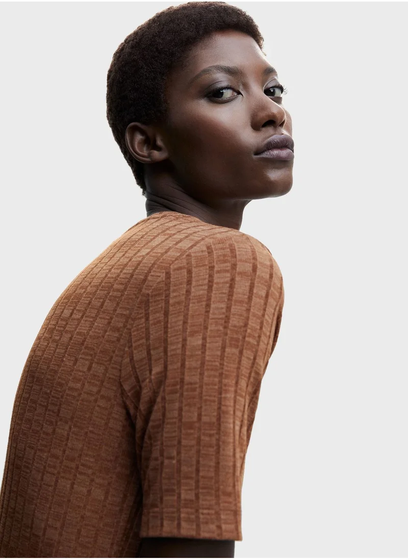 MANGO Crew Neck Knitted Dress