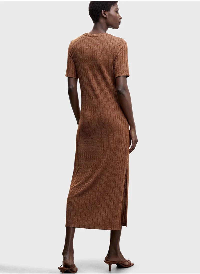 MANGO Crew Neck Knitted Dress