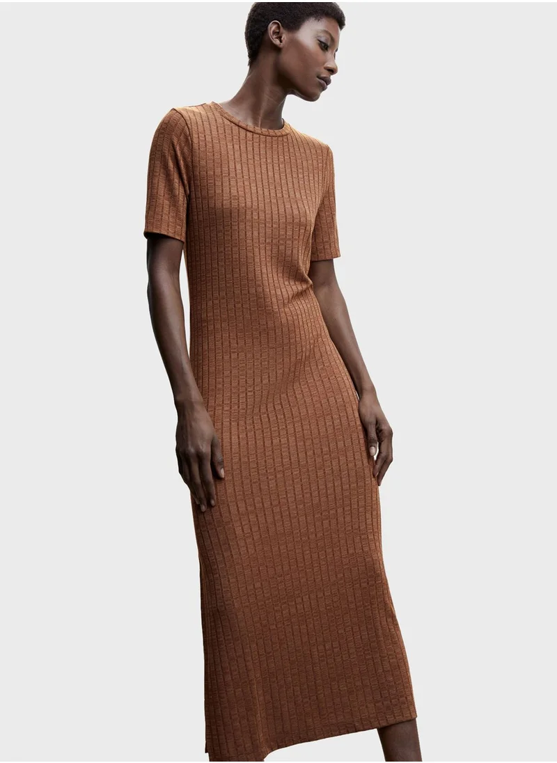 MANGO Crew Neck Knitted Dress