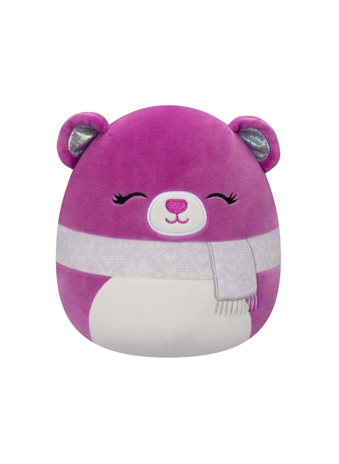 Squishmallows 7.5 inch Crisanta Purple Bear W/Scarf , Officially Licensed Kellytoy Plush Toy, Colorful Soft Toy, Gift for Kids, Girls & Boys Washable Squishy Stuff Toy Multicolor All Age  - Image 1