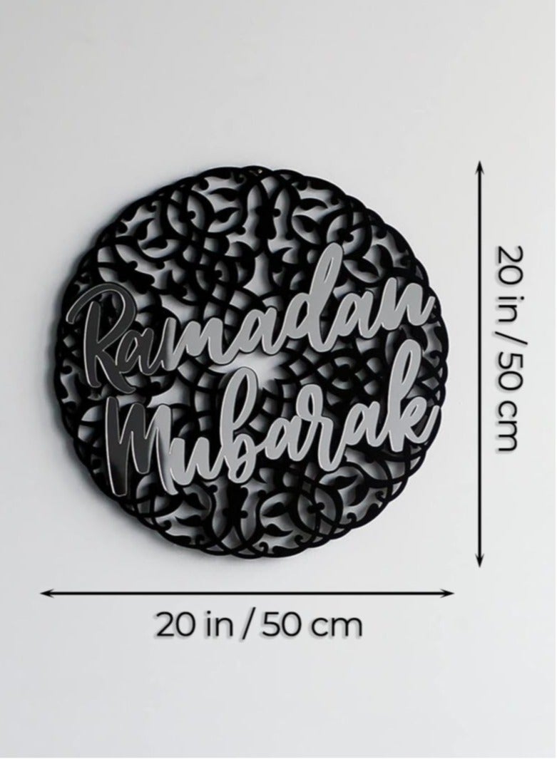 Eworld Elegant Acrylic Ramadan Decorations for Home, featuring Ramadan Mubarak Calligraphy Perfect Hanging Ornaments for Islamic Parties  - Image 2
