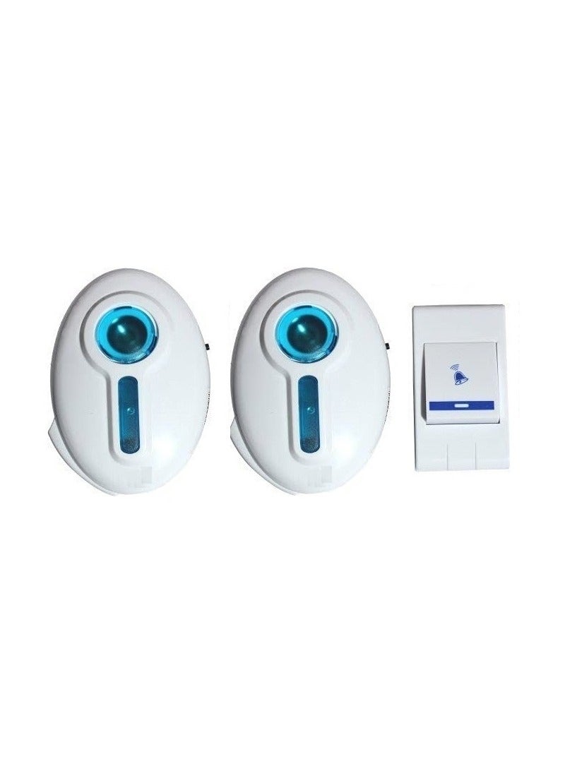 Wireless Doorbell 2 Audio Output Devices + Switch, Wireless Doorbell with 32 Different Melodies for Home and Office Use