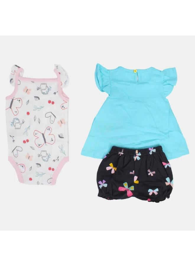 carter's Baby Girls Cotton 3-Piece Outfit Set – Aqua with Butterfly Design - Image 2