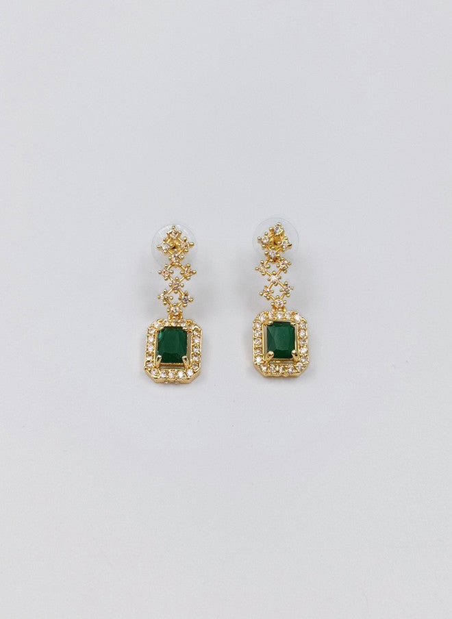 StileAdda Gold-Plated Green American Diamond Necklace and Earrings Set - Image 4