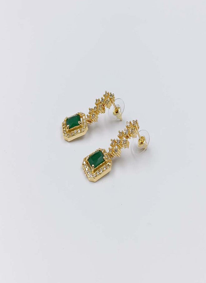 StileAdda Gold-Plated Green American Diamond Necklace and Earrings Set - Image 5