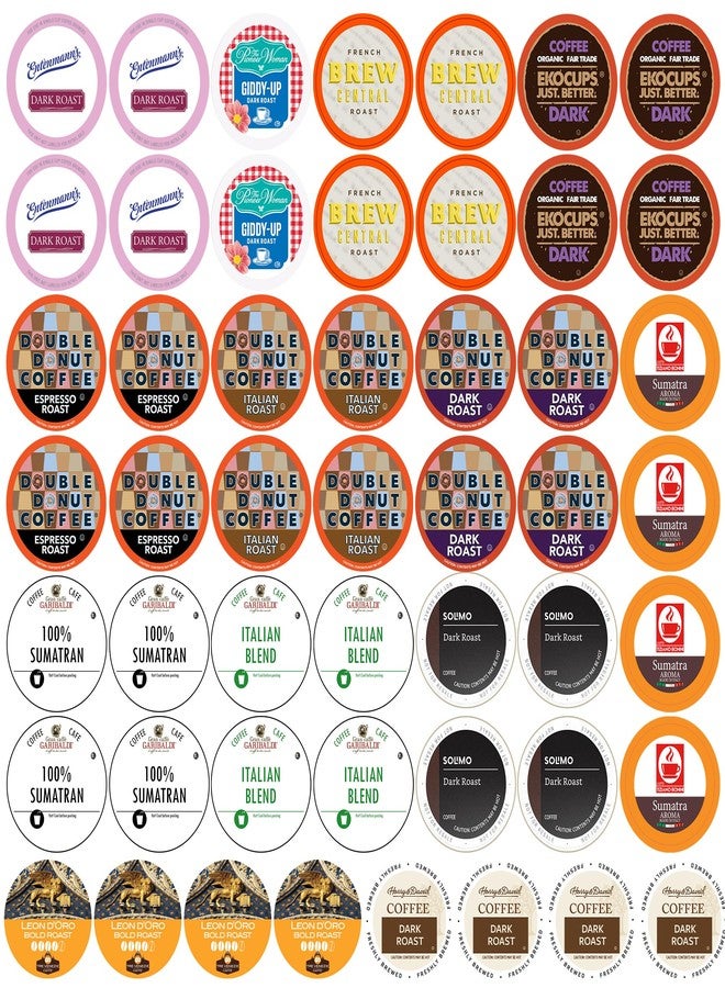Perfect Samplers كبسولات قهوة بيرفكت سامبلرز دارك روست آند فليفرز، للاستخدام الفردي، متوافقة مع ماكينات كيوريج كي كاب، تشكيلة عشاق القهوة الجريئة، 50 كبسولة - Image 1