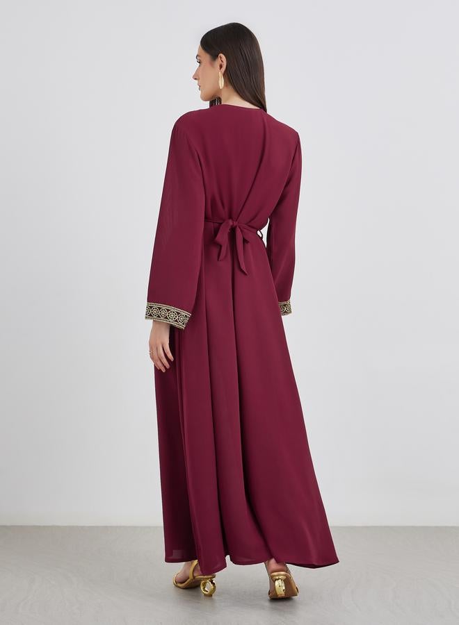 Styli Embroidered V Neck A-Line Jalabiya - Image 5