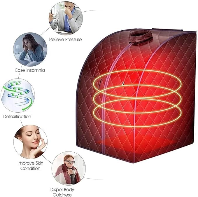 POWEREST POWEREST ACUPRESSURE Body Slim Home Steam Handheld Massager Sauna Room Best Foldable Portable Tent Waterproof Sauna Steam Bath Machine Use For MEN WOMEN Pink - Image 3