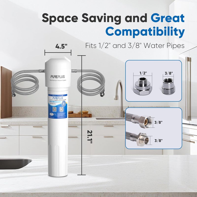 Pure Plus PUREPLUS WFS5300A-20 5 Years Under Sink Water Filter System,NSF/ANSI 42 Certified, 40000 Gallons Removes Chlorine,Bad Taste & Odor, Direct Connect Under Counter Water Filtration System - Image 3