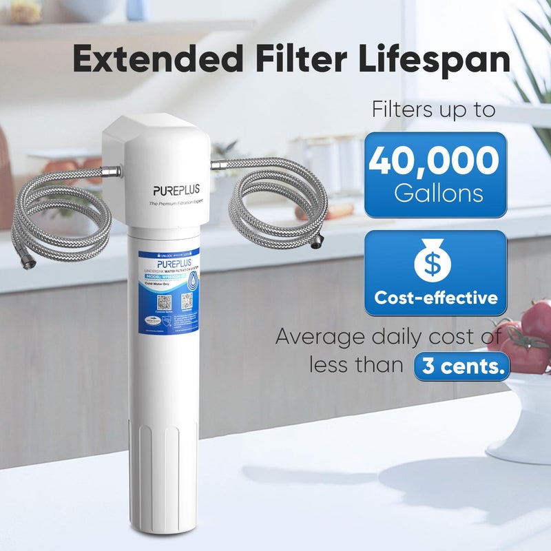 Pure Plus PUREPLUS WFS5300A-20 5 Years Under Sink Water Filter System,NSF/ANSI 42 Certified, 40000 Gallons Removes Chlorine,Bad Taste & Odor, Direct Connect Under Counter Water Filtration System - Image 4