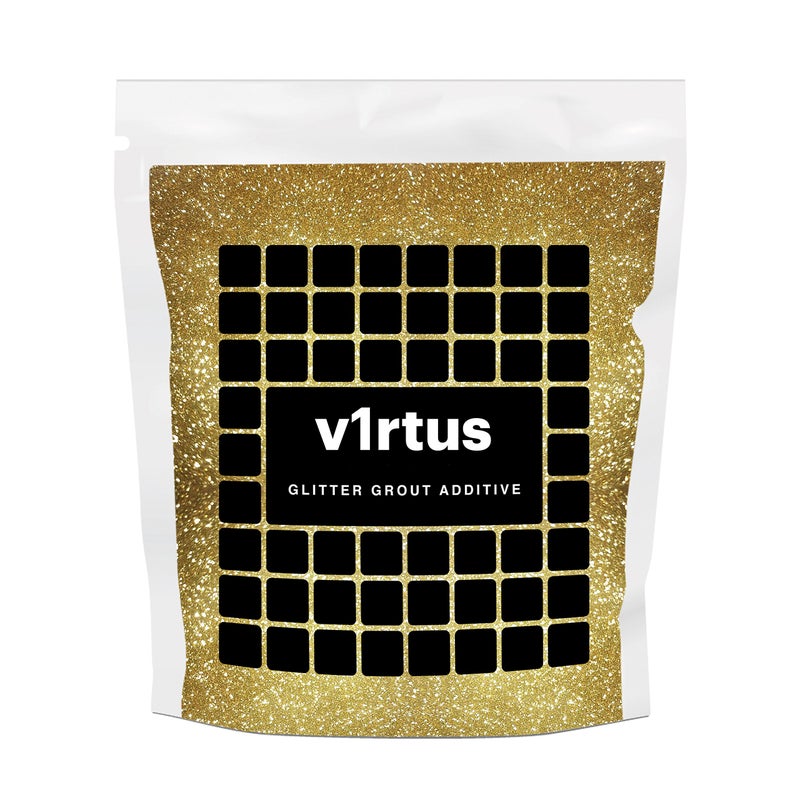 v1rtus Glitter Grout Additive 100g Gold for Mosaic Tiles Bathrooms Wet Rooms Kitchens Tiled Based Rooms and Cement Based Grouts