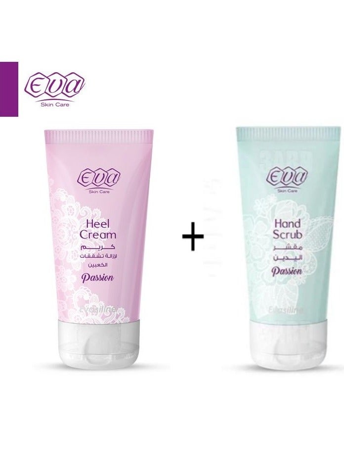 Eva Passion cream to remove cracked heels, pink + Eva Skin Care Passion hand scrub 60+50
