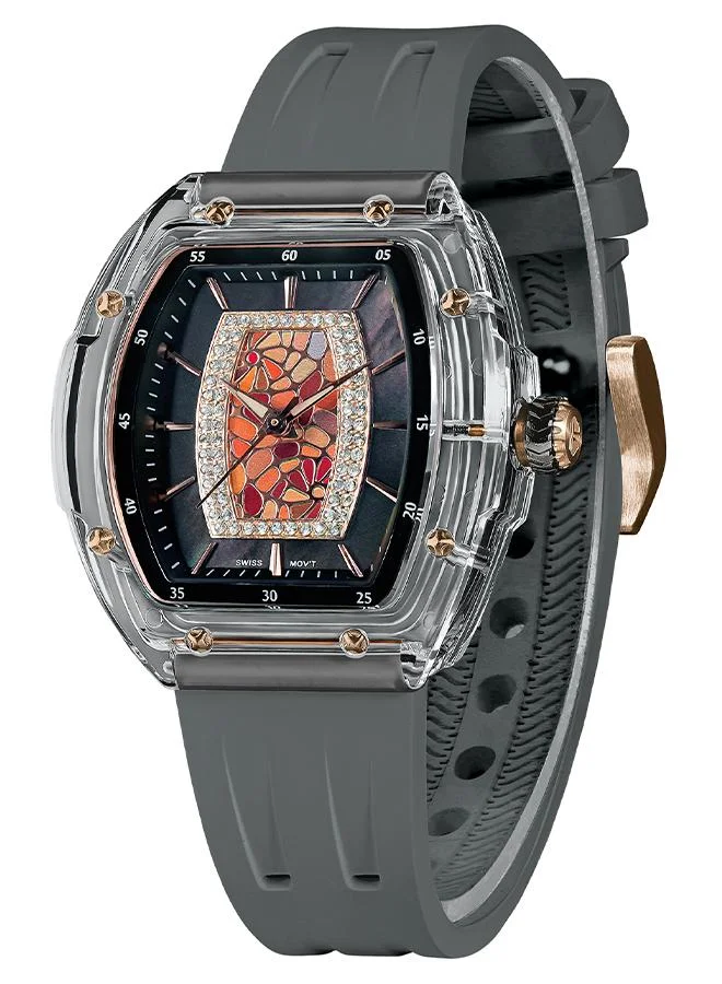 TSAR BOMBA Nucleus Femme Series 35mm Women's Watch with Grey Premium Rubber Strap