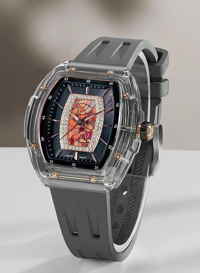 TSAR BOMBA Nucleus Femme Series 35mm Women's Watch with Grey Premium Rubber Strap