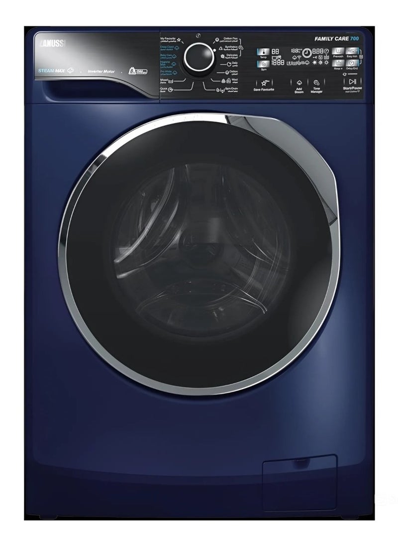 ZANUSSI Zanussi Washing Machine Steam max Inverter,8 Kg,Midnight blue - ZWF8221ML7 