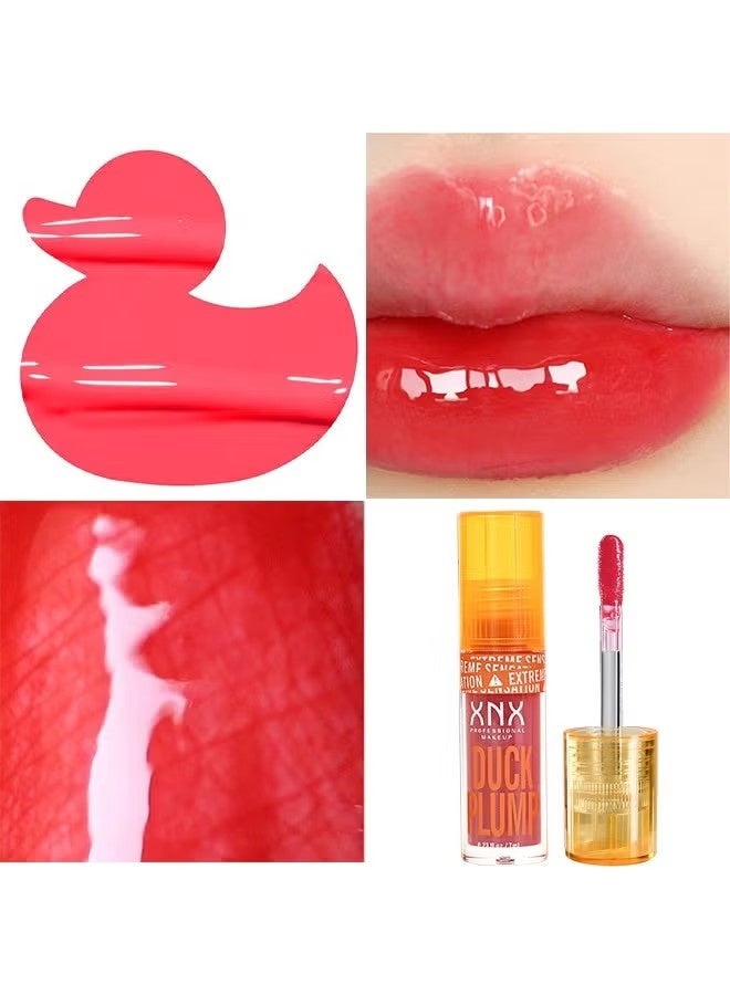 أكس أن أكس Duck Plump Lip Plumping Lacquer, زيت الشفاه الدهنية الشفاه الزجاج, جليتر شين بريمير الشفاه واضحة سقوط الشفاه لمعان, الصبغة العالية لا لمعان الشفاه اللصق, الشفاه Plumper لمعان جعل الشفاه اكمل - Image 4