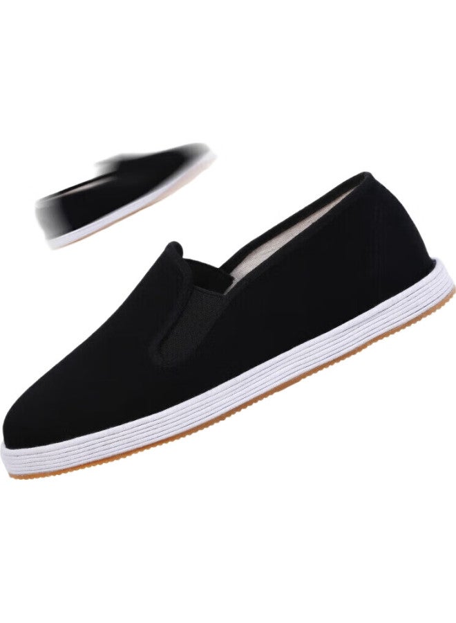 BUSHEYUAN Slip-On Casual Old Beijing Cloth Shoes For Men, Chinese Style Traditional Thousand-Layer Sole Black Cloth Shoes 9206, Black, Size 41 - Image 1