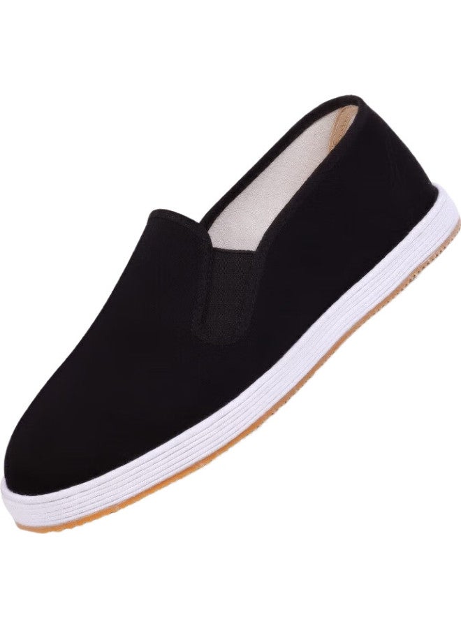 BUSHEYUAN Slip-On Casual Old Beijing Cloth Shoes For Men, Chinese Style Traditional Thousand-Layer Sole Black Cloth Shoes 9206, Black, Size 41 - Image 2