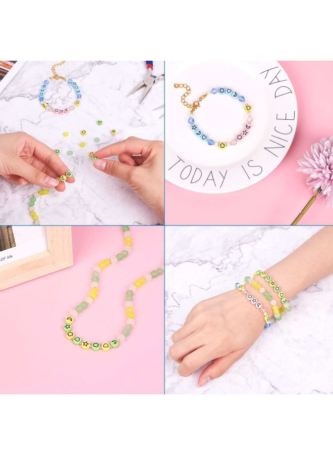 1000pcs/Set Opaque Acrylic Beads with Enamel Flat Round Disc Coin Pony Beads Loose Spacer Beads with Heart & Star & Moon & Flower for DIY Friendship Bracelets Necklace Jewelry Making - Image 5