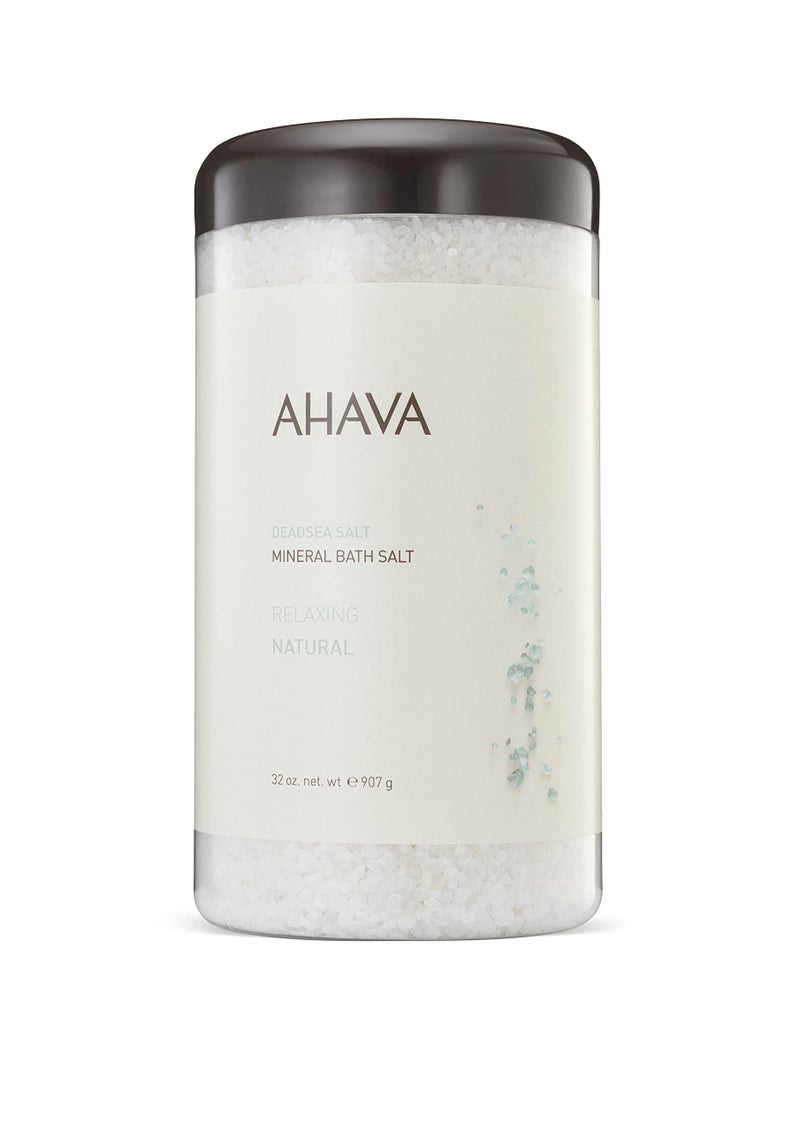AHAVA Dead Sea Salt Mineral Bath Salt Natural  Intense Relaxation for Body  Mind Elevates Moisture Softens  Eases Sore Muscles Enriched by Exclusive Dead Sea Salt  Osmoter blend 32 oz