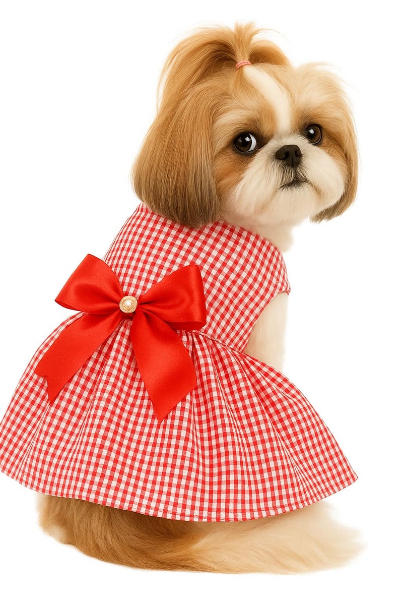 KUTKUT Small Dog Girl Stripe Dress for Puppy Clothes Female Princess Tutu Frock Skirt Summer Shirt for Shihtzu, Maltese Cat Pet Apparel Outfits (Size: L, Chest: 45cm, Length: 35cm) - Image 1