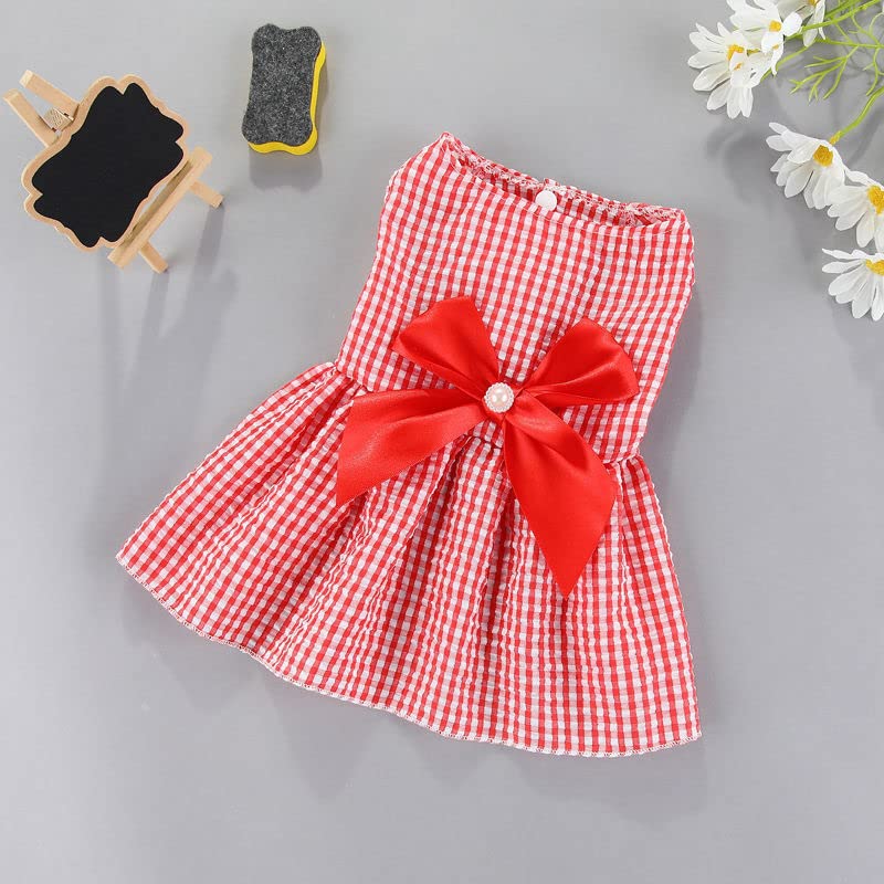 KUTKUT Small Dog Girl Stripe Dress for Puppy Clothes Female Princess Tutu Frock Skirt Summer Shirt for Shihtzu, Maltese Cat Pet Apparel Outfits (Size: L, Chest: 45cm, Length: 35cm) - Image 2
