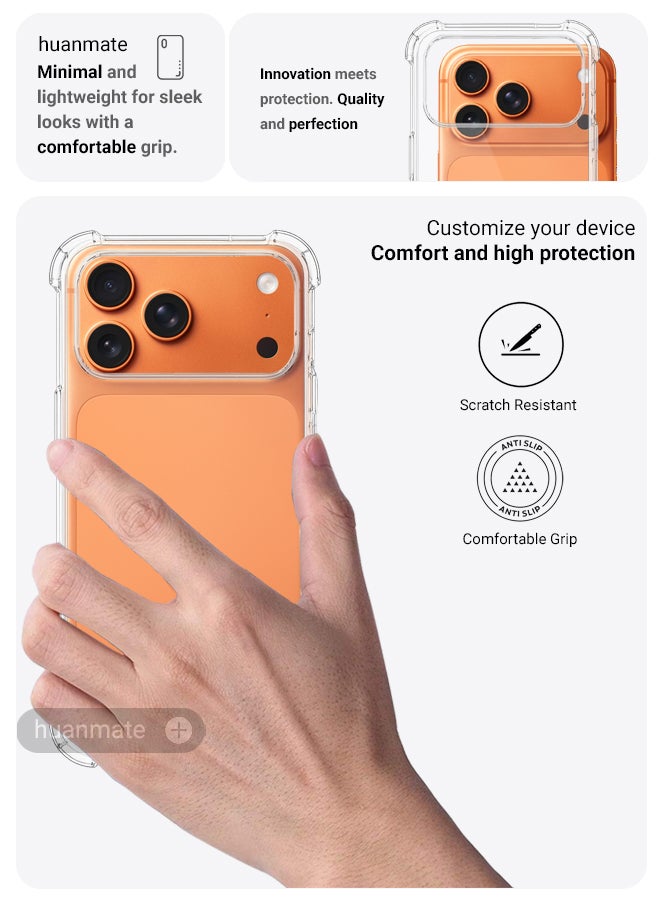 huanmate Apple iPhone 17 Pro Max Shock Proof Case Cover - Ultra Clear, Durable & Accurate Cut-outs - Scratch, Dust & Smudge Protection - Clear Silicon Back Cover for Apple iPhone 17 Pro Max - Image 3